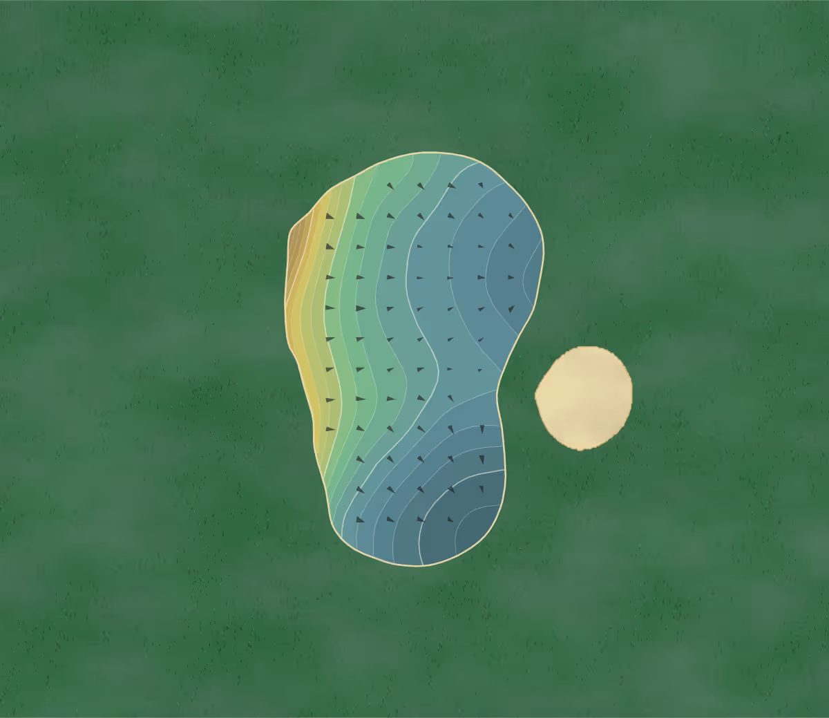 Green contour map of Northport Creek in Northport, Michigan — 117 elevation contours at a 3-inch interval with fall-line arrows, traced from 1-meter lidar