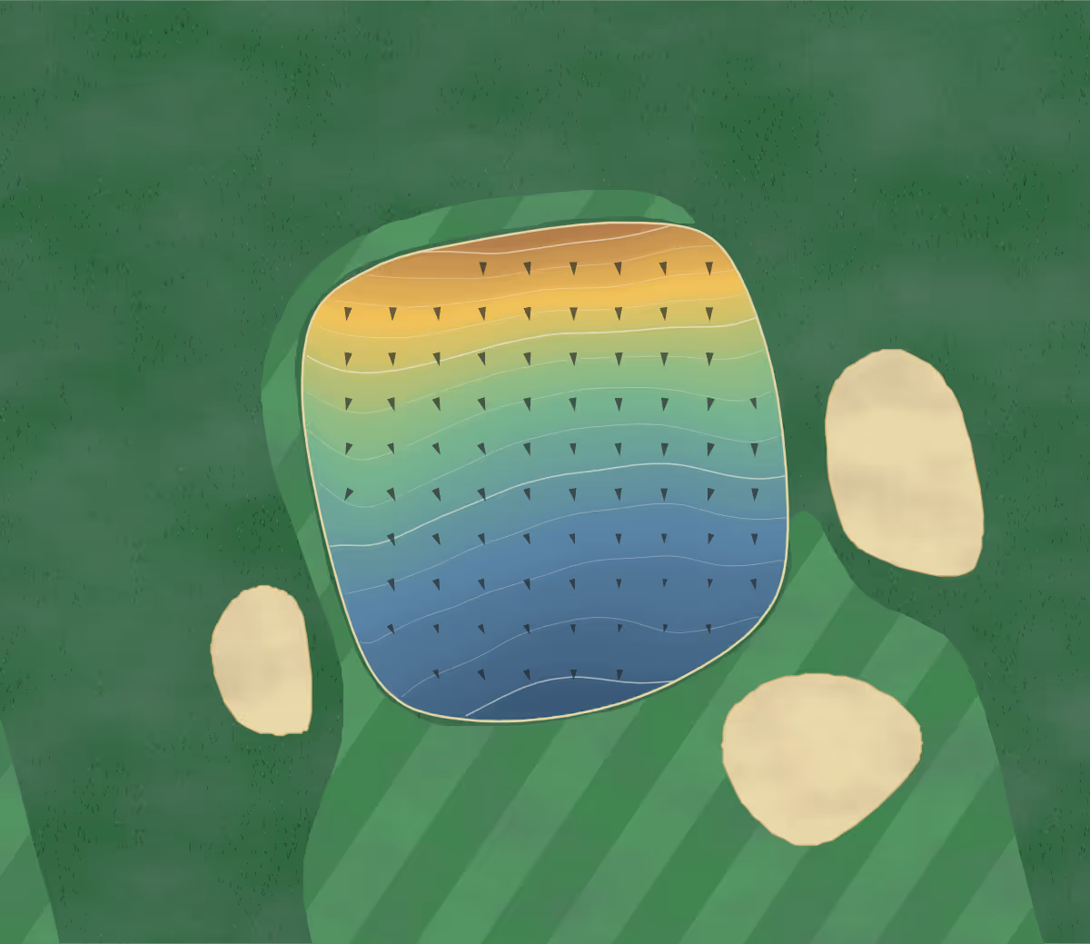Green contour map of Northport Point in Northport, Michigan: 77 elevation contours at a 3-inch interval with fall-line arrows, traced from 1-meter lidar