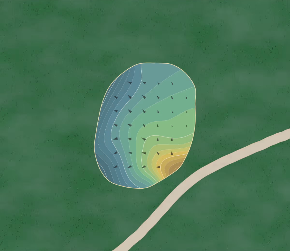 Green contour map of Northstar in Truckee, California — 216 elevation contours at a 3-inch interval with fall-line arrows, traced from 1-meter lidar