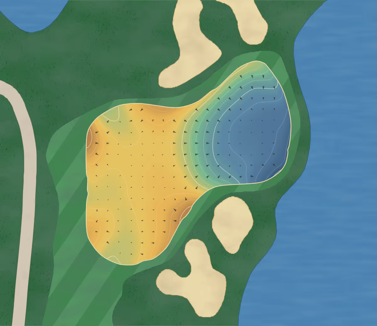 Green contour map of Northview in Surrey, Canada — 199 elevation contours at a 8-centimeter interval with fall-line arrows, traced from 1-meter lidar