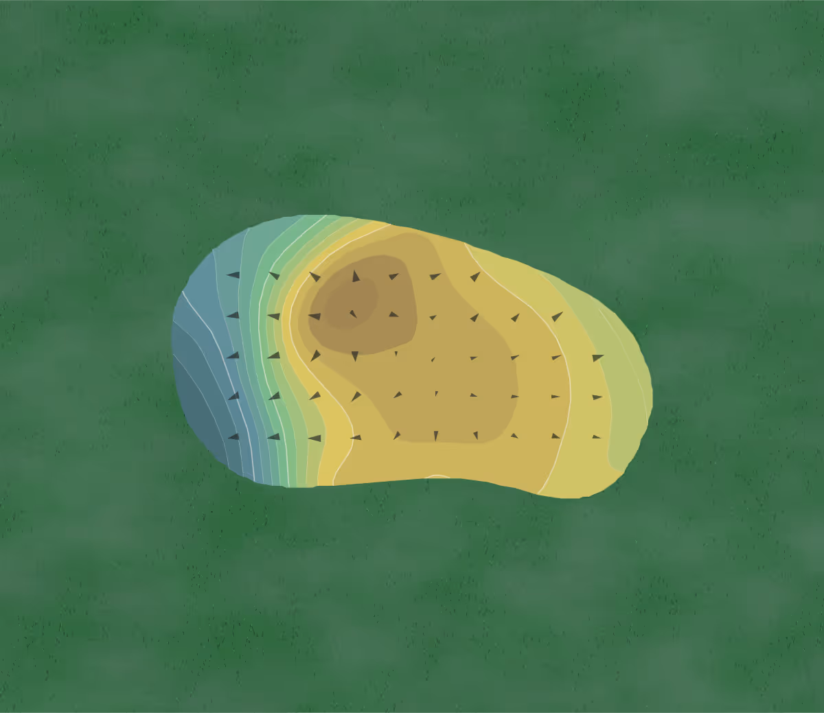 Green contour map of Norwalk Golf Center in Norwalk, California — 31 elevation contours at a 3-inch interval with fall-line arrows, traced from 1-meter lidar