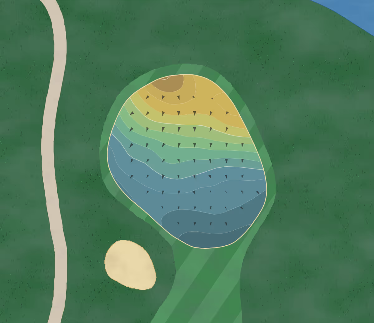 Green contour map of Norwood CC in Norwood, Massachusetts — 138 elevation contours at a 3-inch interval with fall-line arrows, traced from 1-meter lidar