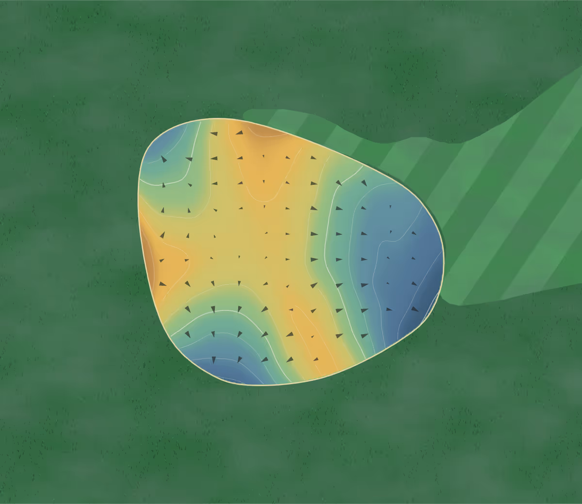 Green contour map of O'Neill in Oneill, Nebraska: 107 elevation contours at a 3-inch interval with fall-line arrows, traced from 1-meter lidar