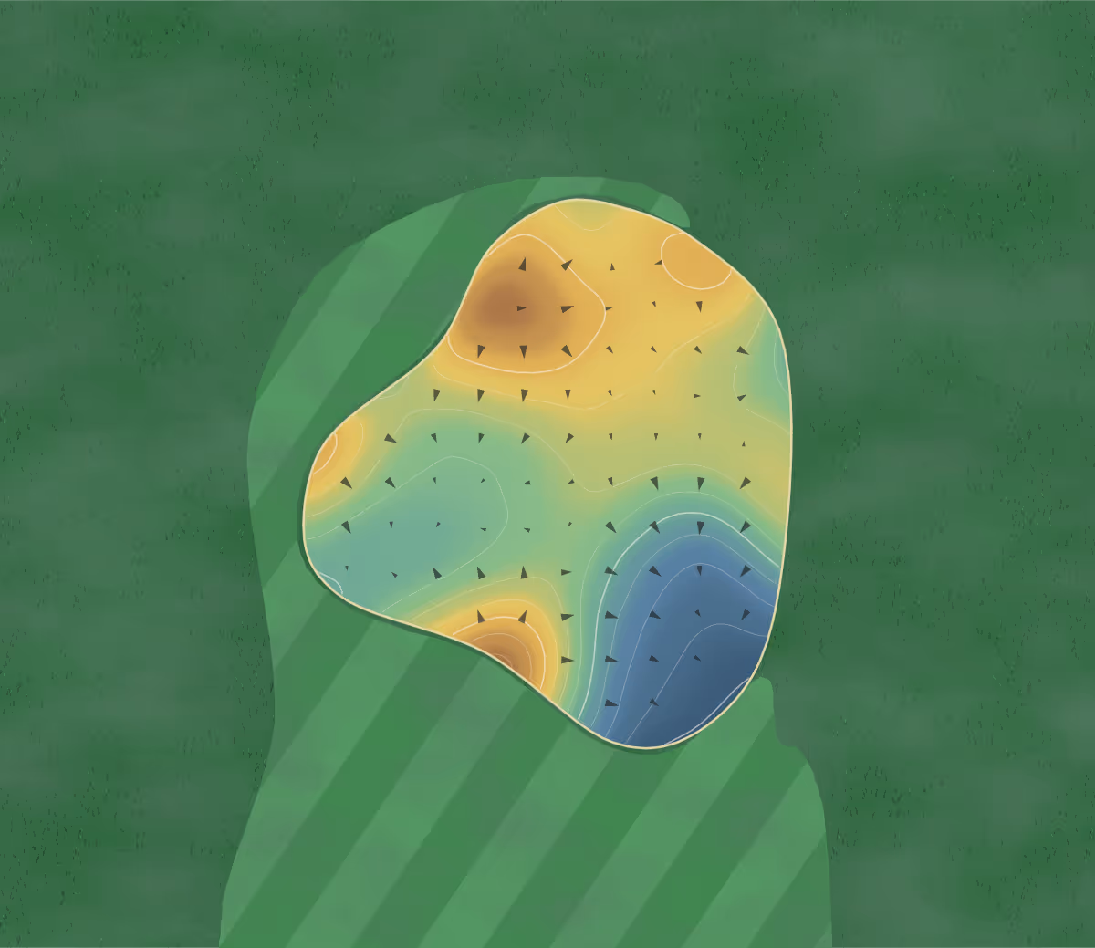 Green contour map of Oak Creek in Upper Marlboro, Maryland: 88 elevation contours at a 3-inch interval with fall-line arrows, traced from 1-meter lidar