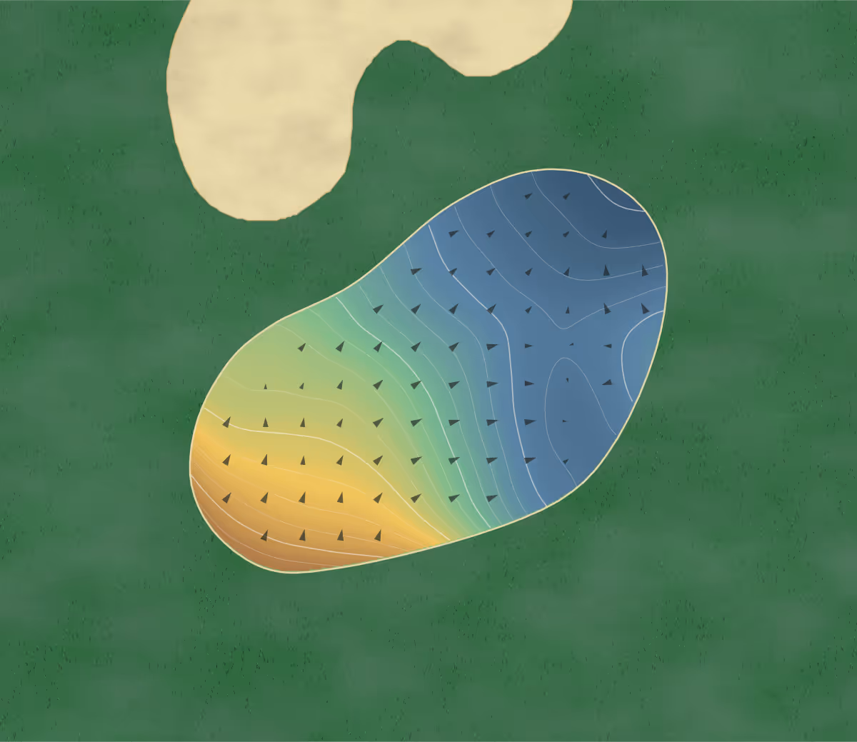 Green contour map of Oak Marr in Oakton, Virginia: 111 elevation contours at a 3-inch interval with fall-line arrows, traced from 1-meter lidar