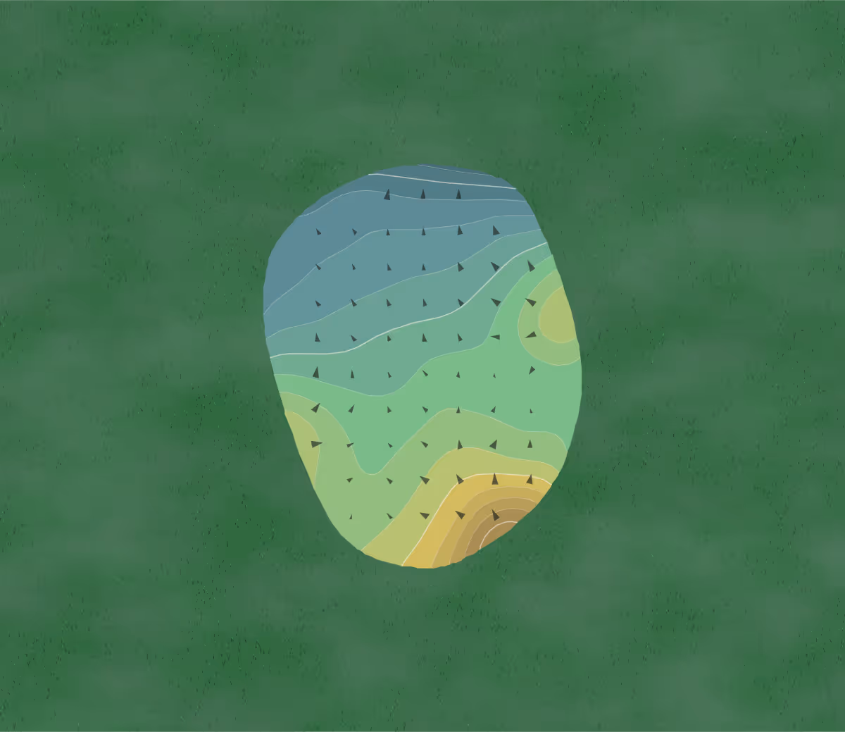 Green contour map of Oak's Golf Club in Lima, Ohio — 190 elevation contours at a 3-inch interval with fall-line arrows, traced from 1-meter lidar
