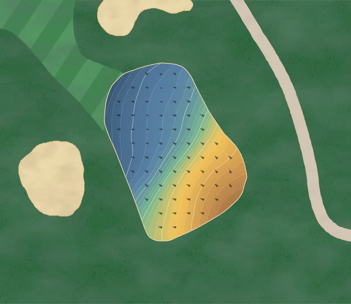 Green contour map of Oak Valley in Pevely, Missouri: 243 elevation contours at a 3-inch interval with fall-line arrows, traced from 1-meter lidar
