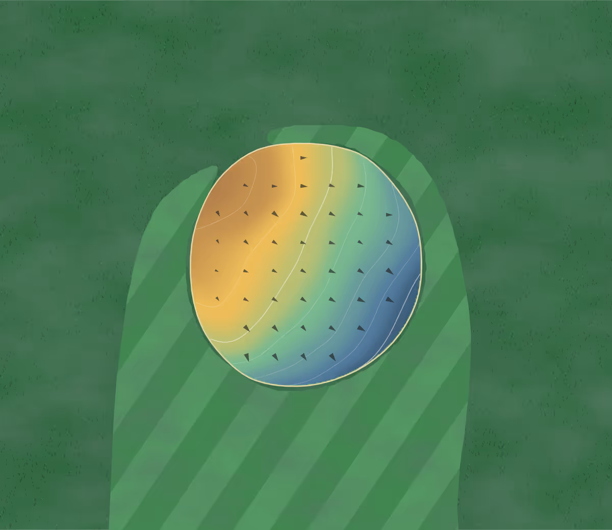 Green contour map of Oasis in Ephrata, Washington: 7 elevation contours at a 3-inch interval with fall-line arrows, traced from 1-meter lidar