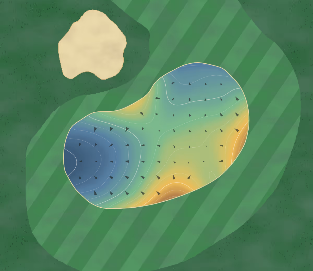 Green contour map of Ocala in Ocala, Florida — 194 elevation contours at a 3-inch interval with fall-line arrows, traced from 1-meter lidar