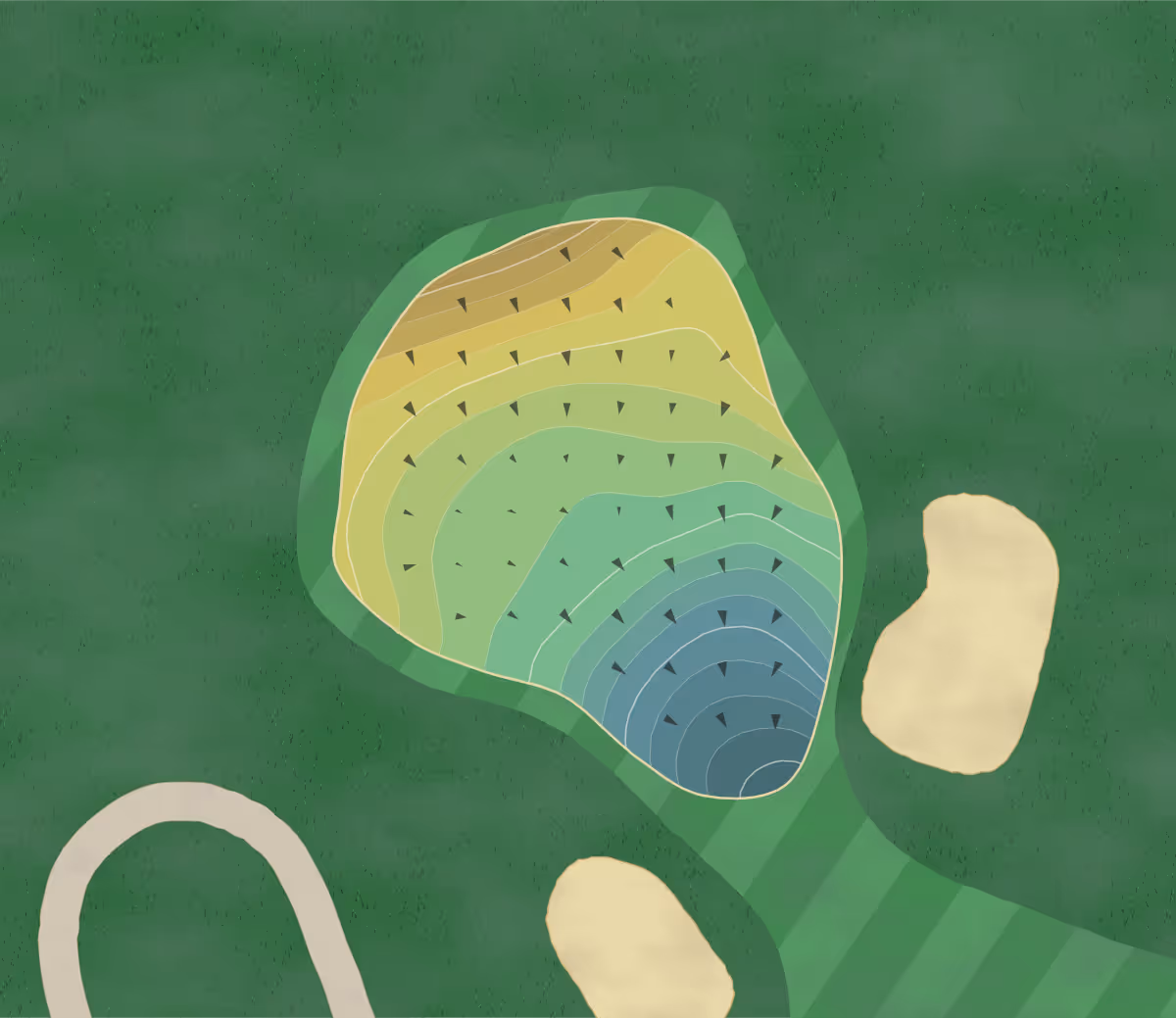 Green contour map of Oceanside Muni in Oceanside, California — 189 elevation contours at a 3-inch interval with fall-line arrows, traced from 1-meter lidar