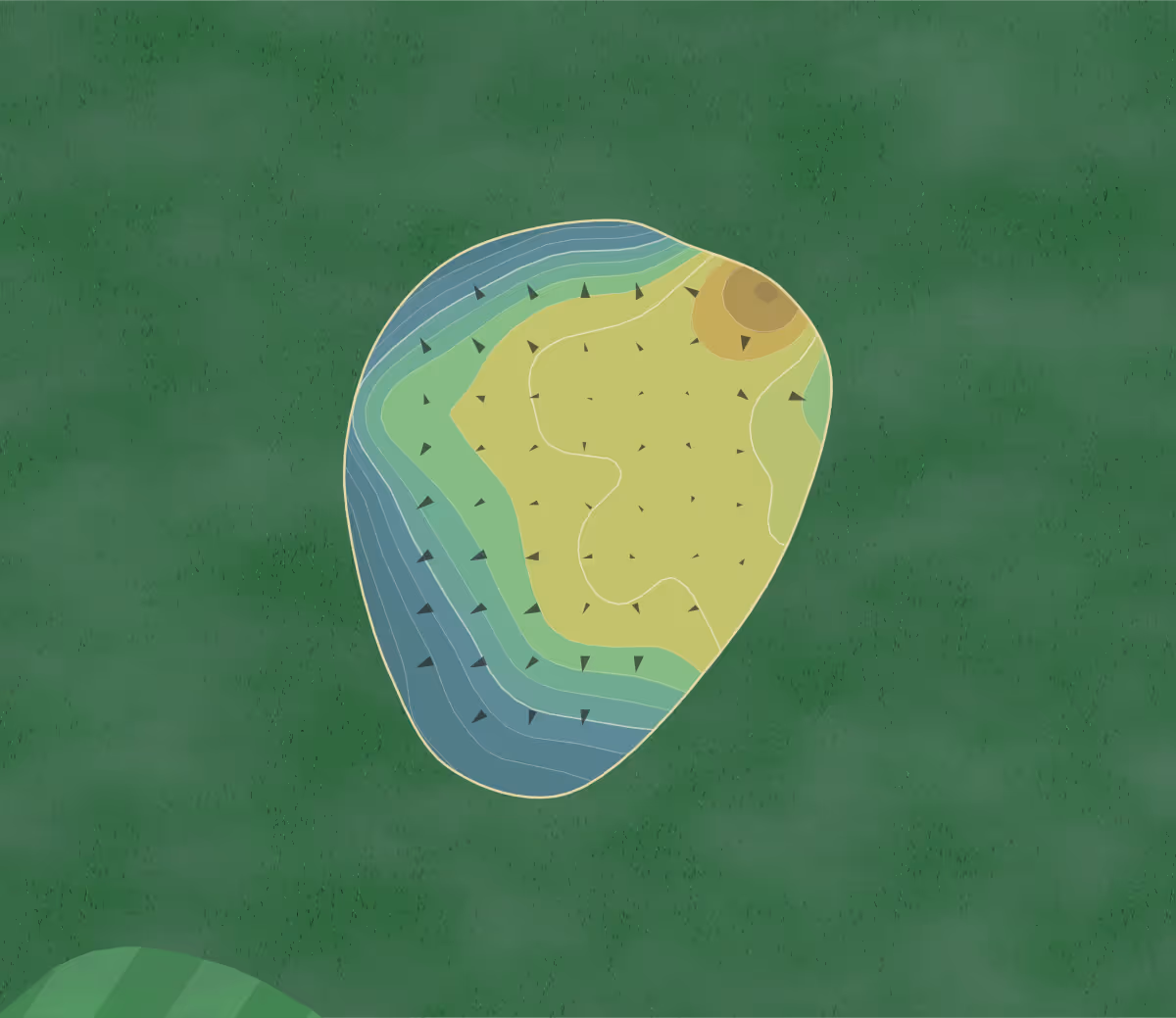 Green contour map of Ocilla Country Club in Ocilla, Georgia — 91 elevation contours at a 3-inch interval with fall-line arrows, traced from 1-meter lidar