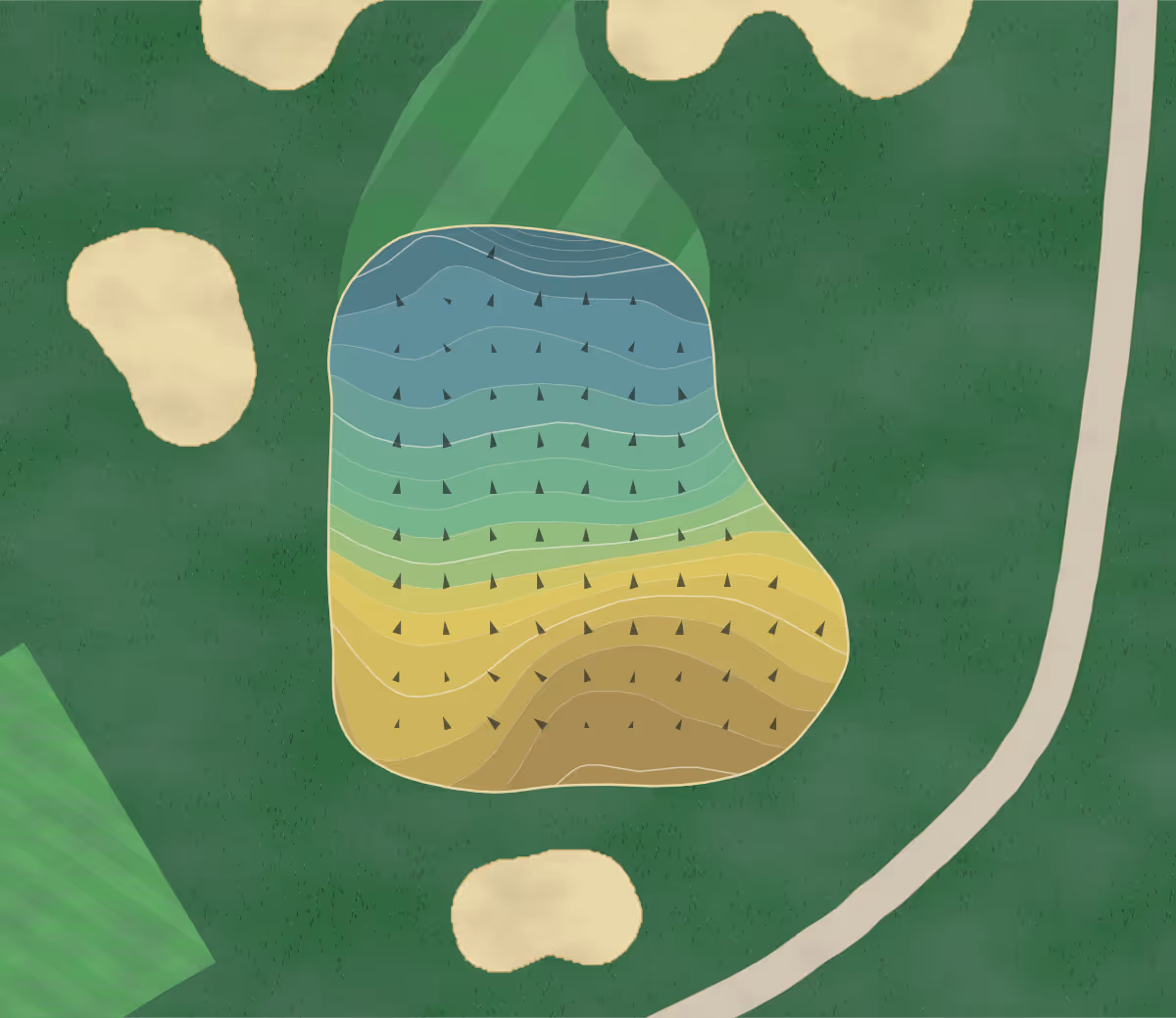 Green contour map of Oconomowoc in Oconomowoc, Wisconsin — 240 elevation contours at a 3-inch interval with fall-line arrows, traced from 1-meter lidar