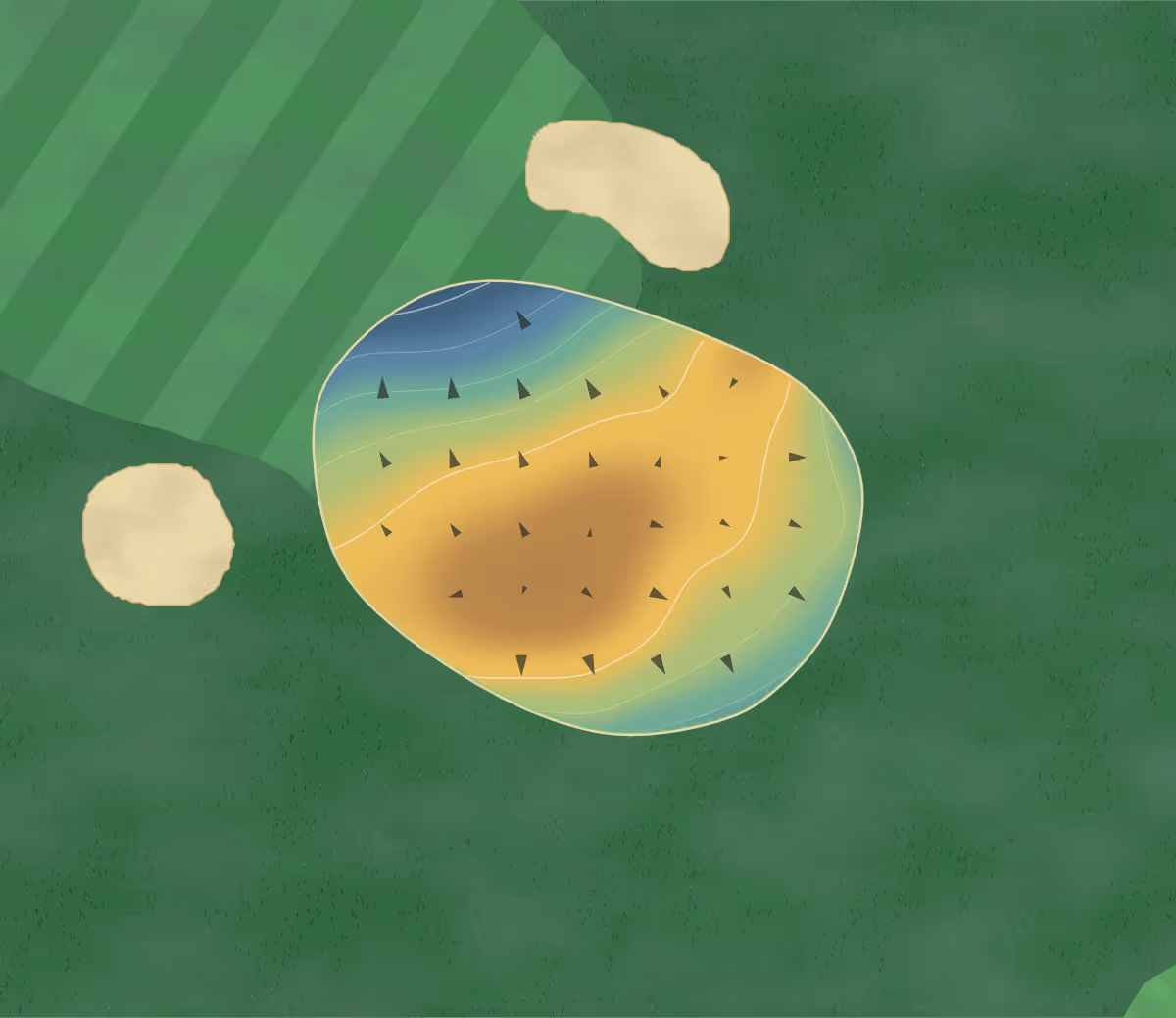 Green contour map of Ogeechee Valley in Louisville, Georgia: 58 elevation contours at a 3-inch interval with fall-line arrows, traced from 1-meter lidar