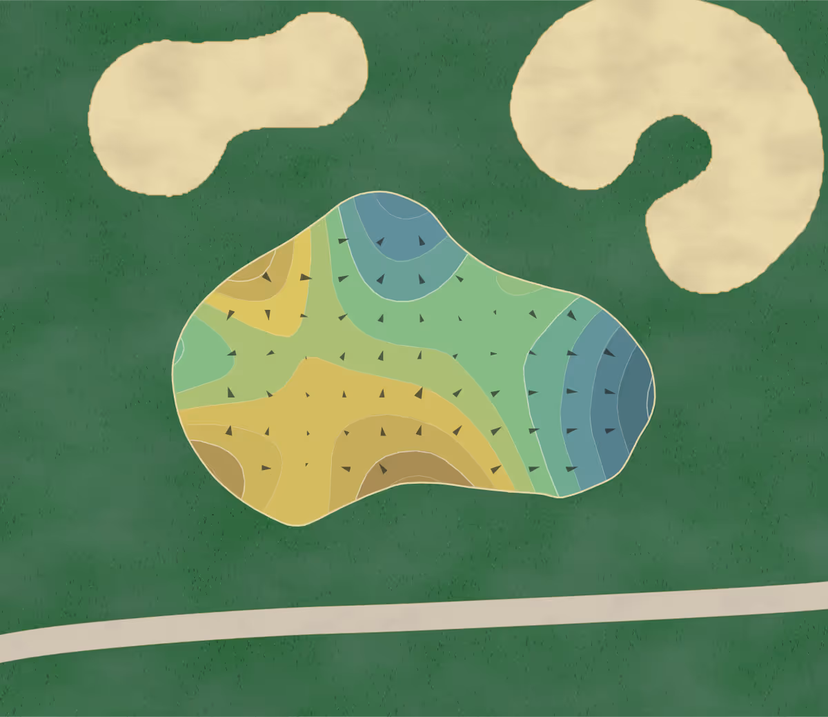 Green contour map of Ohio University in Athens, Ohio — 88 elevation contours at a 3-inch interval with fall-line arrows, traced from 1-meter lidar