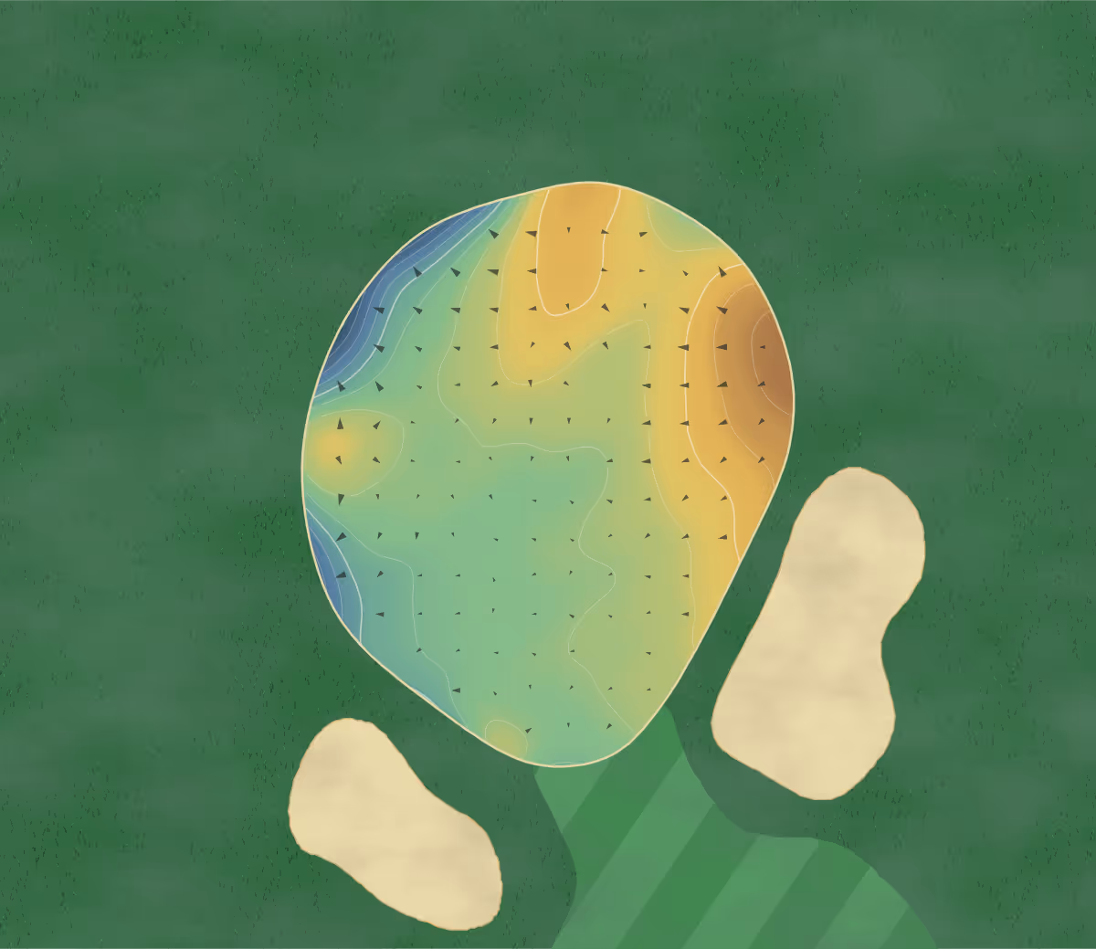 Green contour map of Old Baldy in Saratoga, Wyoming: 218 elevation contours at a 3-inch interval with fall-line arrows, traced from 1-meter lidar