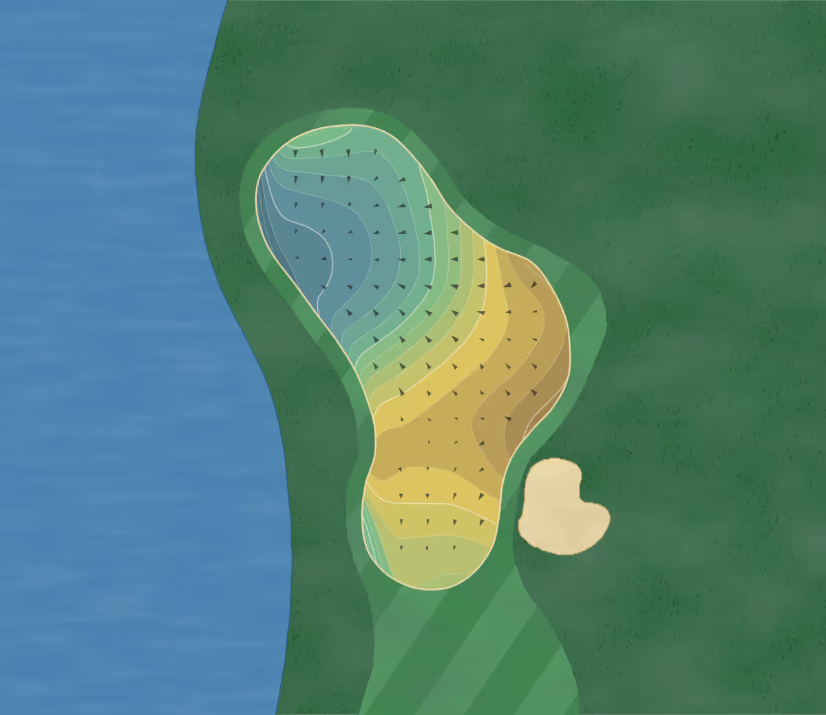 Green contour map of Old Greenwood in Truckee, California — 267 elevation contours at a 3-inch interval with fall-line arrows, traced from 1-meter lidar