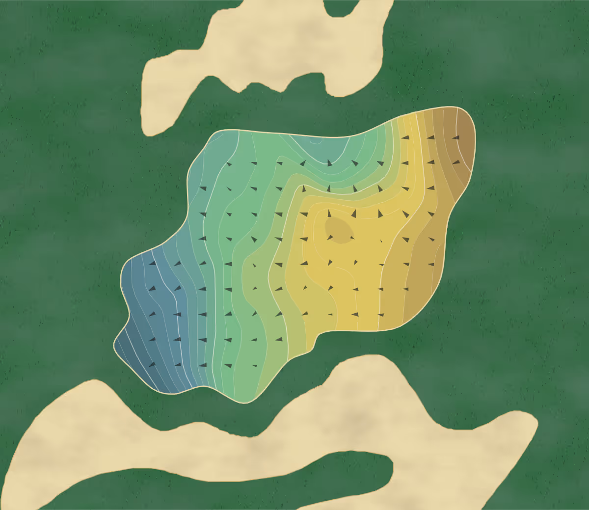 Green contour map of Old Sawmill in Ridgeville, South Carolina — 223 elevation contours at a 3-inch interval with fall-line arrows, traced from 1-meter lidar