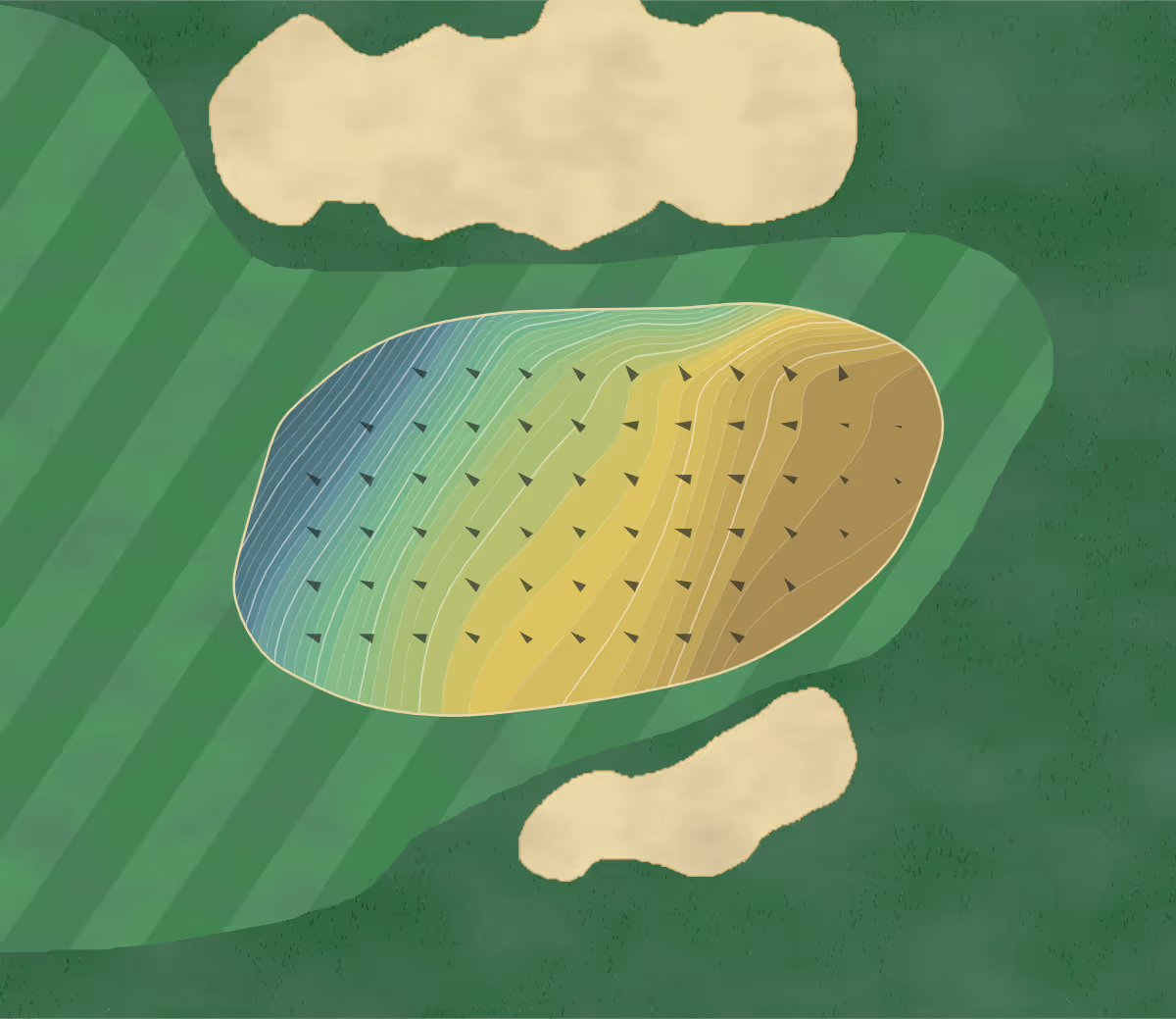 Green contour map of Olde Mill in Laurel Fork, Virginia — 363 elevation contours at a 3-inch interval with fall-line arrows, traced from 1-meter lidar