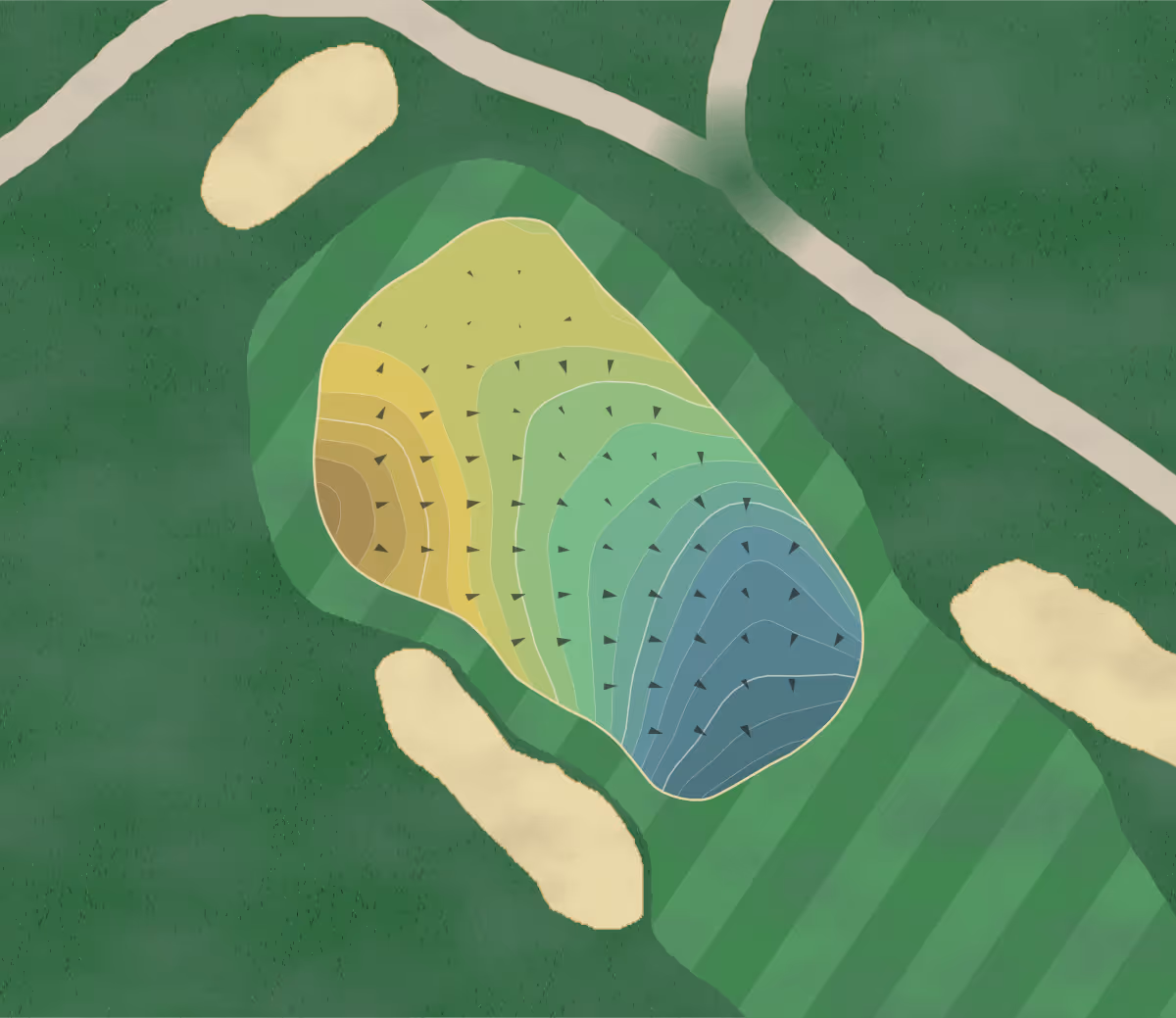 Green contour map of Olde Salem in Salem, Massachusetts — 108 elevation contours at a 3-inch interval with fall-line arrows, traced from 1-meter lidar