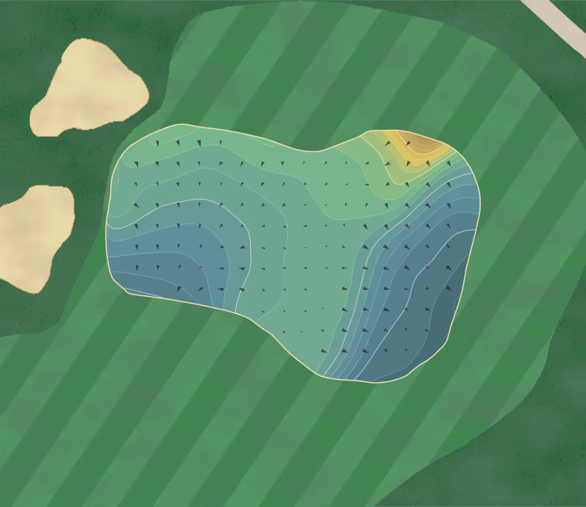 Green contour map of Olympic Hills in Eden Prairie, Minnesota — 274 elevation contours at a 3-inch interval with fall-line arrows, traced from 1-meter lidar