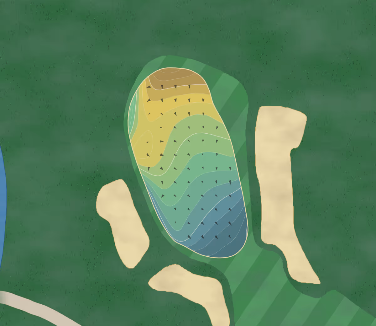 Green contour map of Oneida in Green Bay, Wisconsin — 212 elevation contours at a 3-inch interval with fall-line arrows, traced from 1-meter lidar