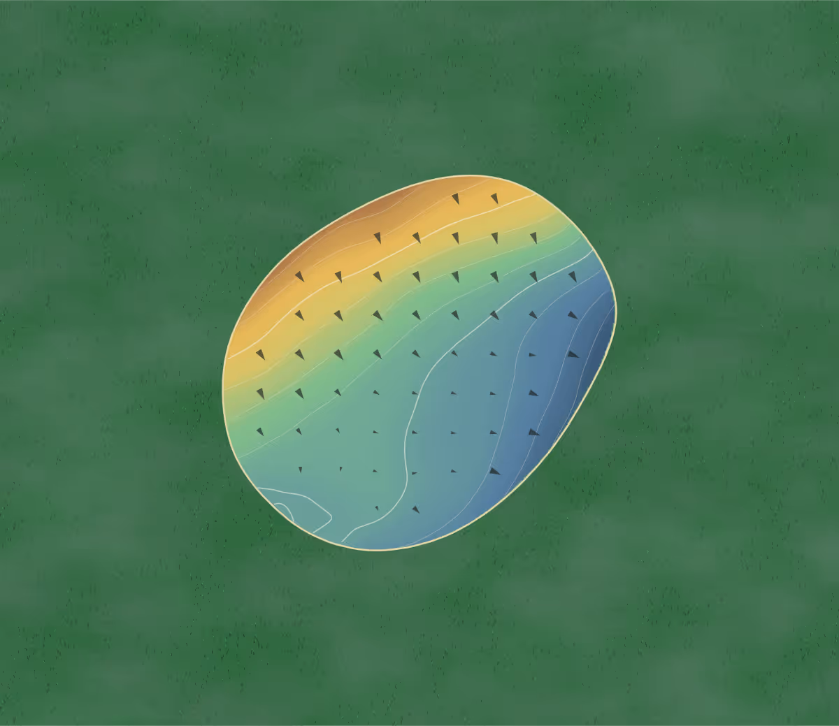 Green contour map of Onga Onga in Ongaonga, New Zealand — 75 elevation contours at a 8-centimeter interval with fall-line arrows, traced from 1-meter lidar