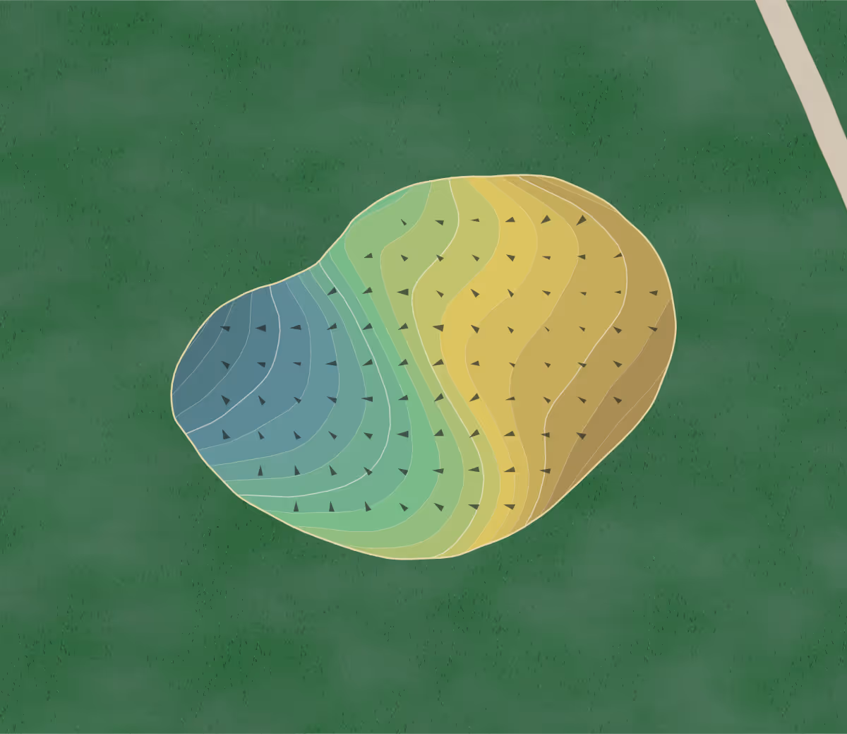 Green contour map of Orchard Creek in Altamont, New York — 220 elevation contours at a 3-inch interval with fall-line arrows, traced from 1-meter lidar