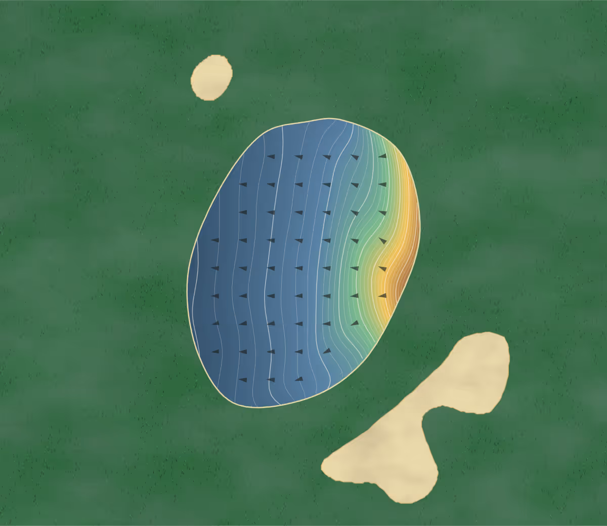 Green contour map of Orchard in Clarkesville, Georgia: 147 elevation contours at a 3-inch interval with fall-line arrows, traced from 1-meter lidar