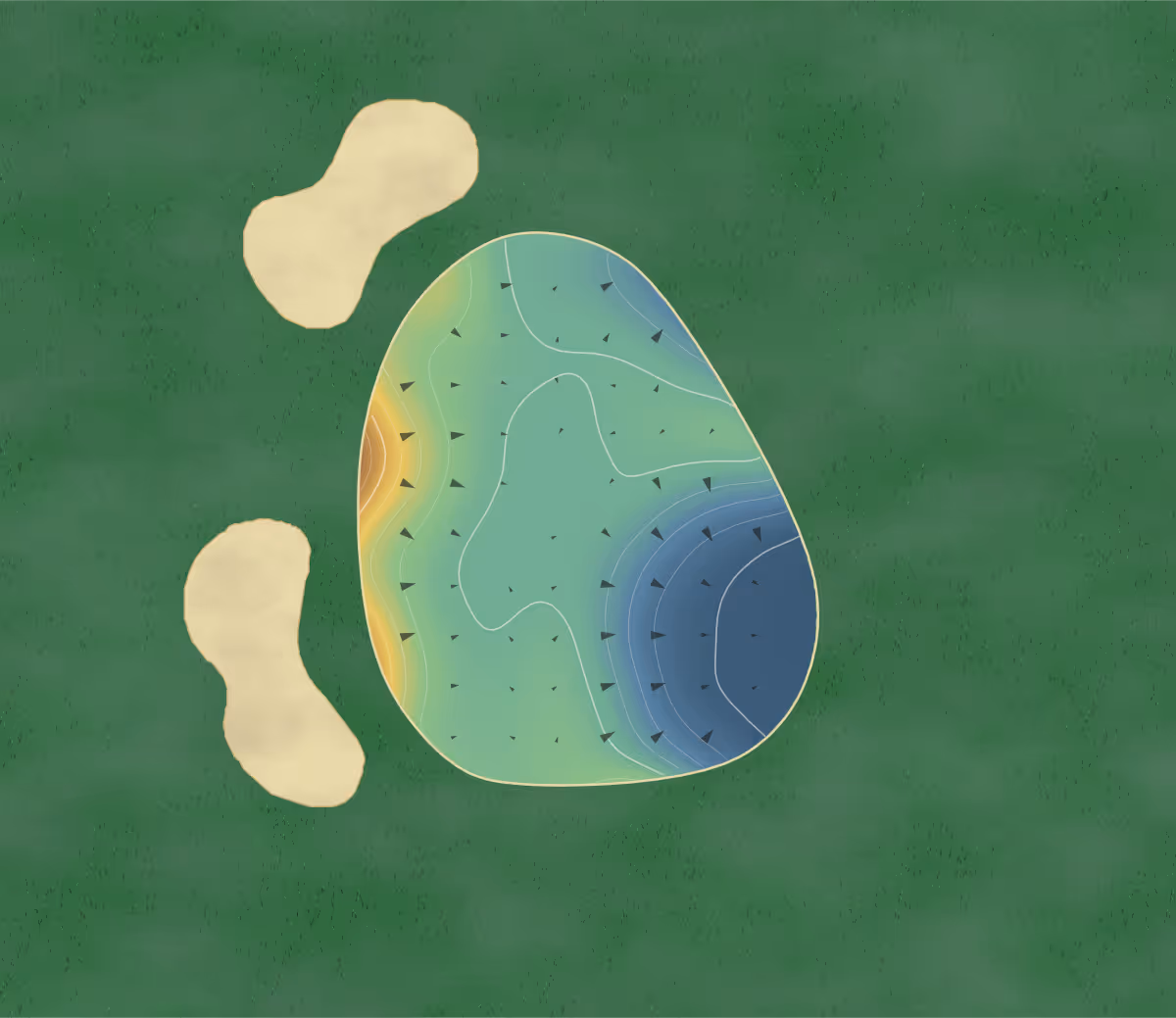 Green contour map of Orchard Hills in Bryan, Ohio: 156 elevation contours at a 3-inch interval with fall-line arrows, traced from 1-meter lidar