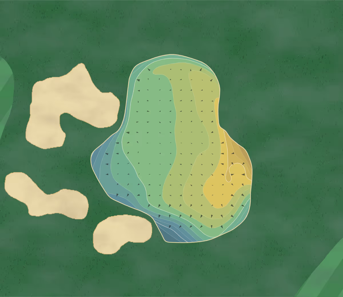 Green contour map of Orchard Hills in Washougal, Washington — 213 elevation contours at a 3-inch interval with fall-line arrows, traced from 1-meter lidar