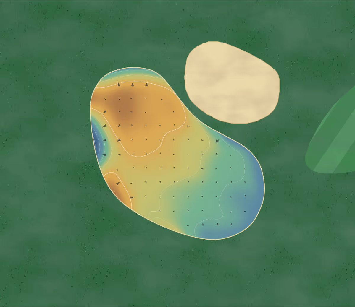 Green contour map of Orchard Hills in Shelbyville, Michigan: 78 elevation contours at a 3-inch interval with fall-line arrows, traced from 1-meter lidar
