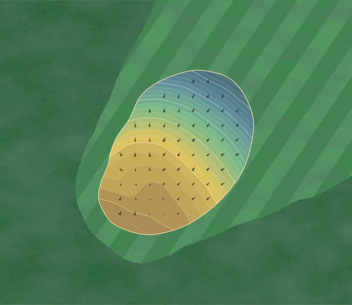 Green contour map of Oriskany Hills in Oriskany, New York — 94 elevation contours at a 3-inch interval with fall-line arrows, traced from 1-meter lidar