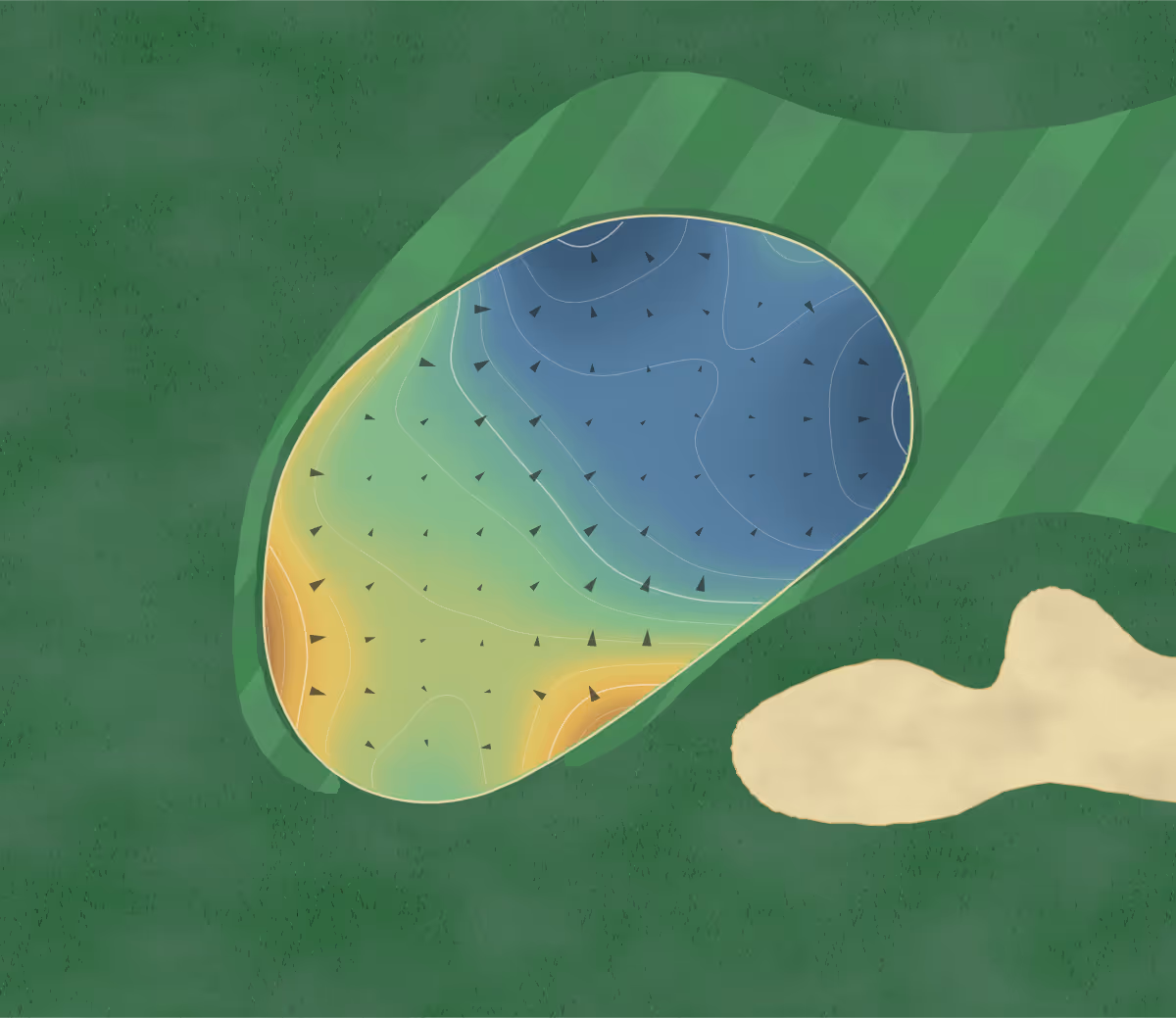 Green contour map of Osprey Point in Boca Raton, Florida — 139 elevation contours at a 3-inch interval with fall-line arrows, traced from 1-meter lidar