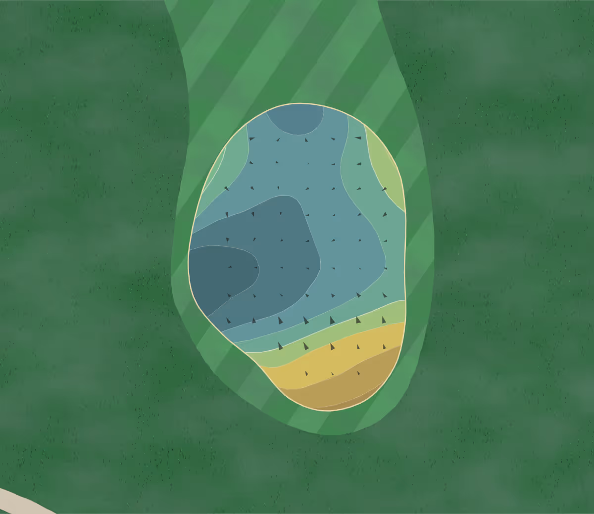 Green contour map of Osprey Point in Boca Raton, Florida — 147 elevation contours at a 3-inch interval with fall-line arrows, traced from 1-meter lidar