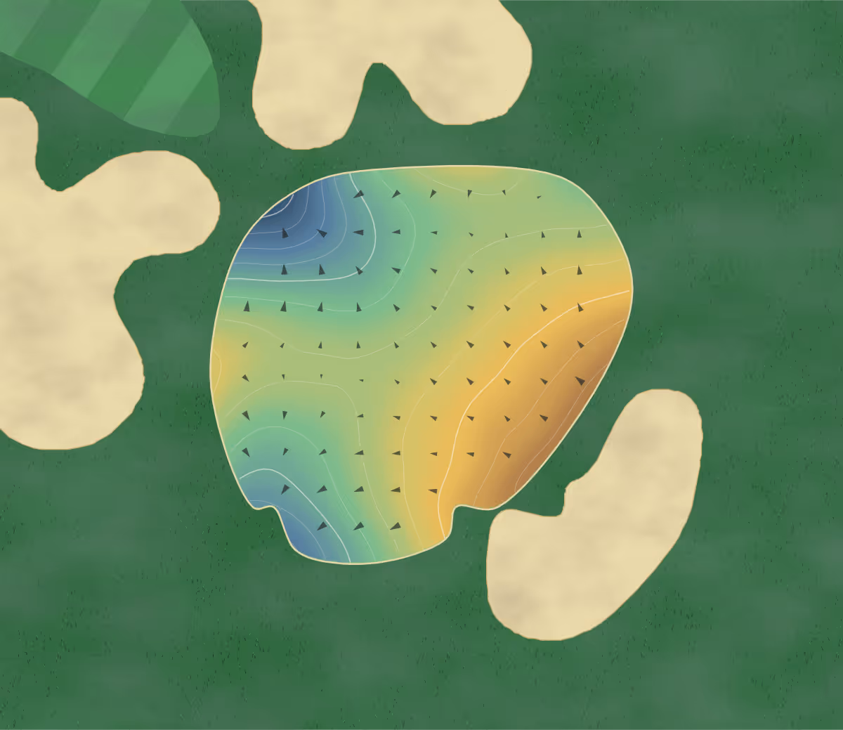 Green contour map of Otter Creek in Columbus, Indiana: 336 elevation contours at a 3-inch interval with fall-line arrows, traced from 1-meter lidar
