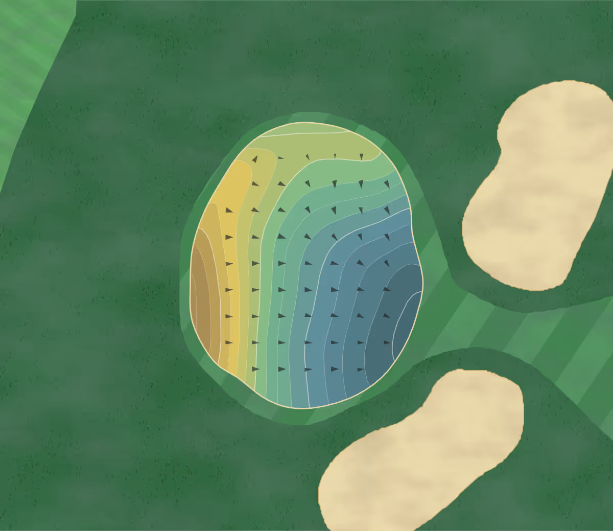 Green contour map of Otterkill CC in Campbell Hall, New York — 199 elevation contours at a 3-inch interval with fall-line arrows, traced from 1-meter lidar