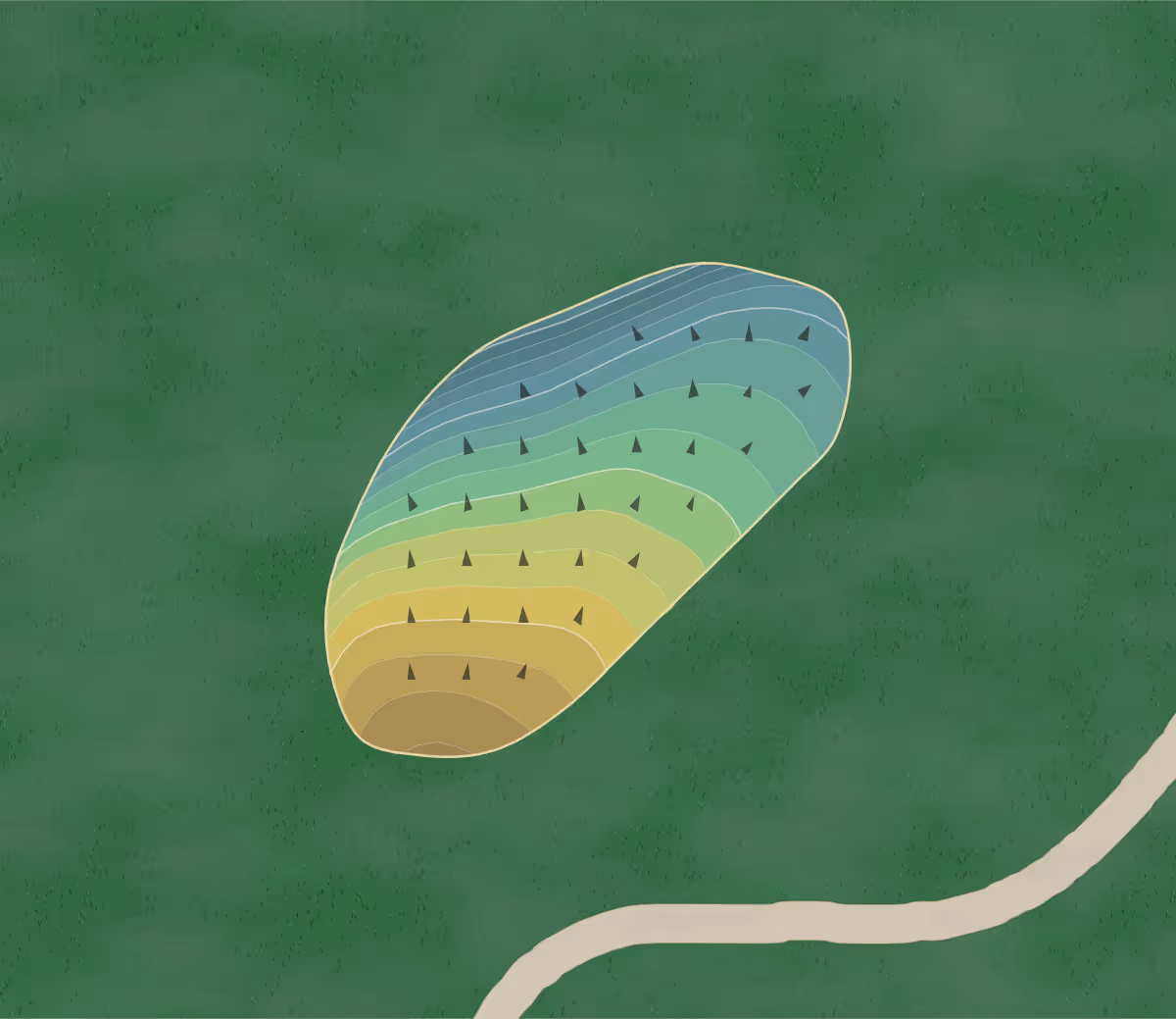Green contour map of Ouelout Creek in Franlklin, New York — 167 elevation contours at a 3-inch interval with fall-line arrows, traced from 1-meter lidar