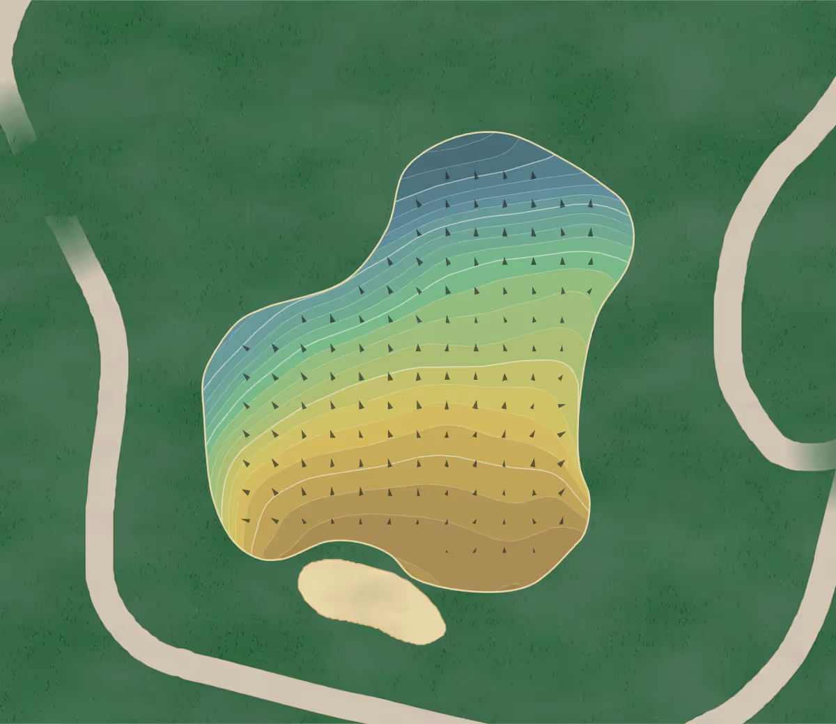 Green contour map of Owensboro in Owensboro, Kentucky — 255 elevation contours at a 3-inch interval with fall-line arrows, traced from 1-meter lidar