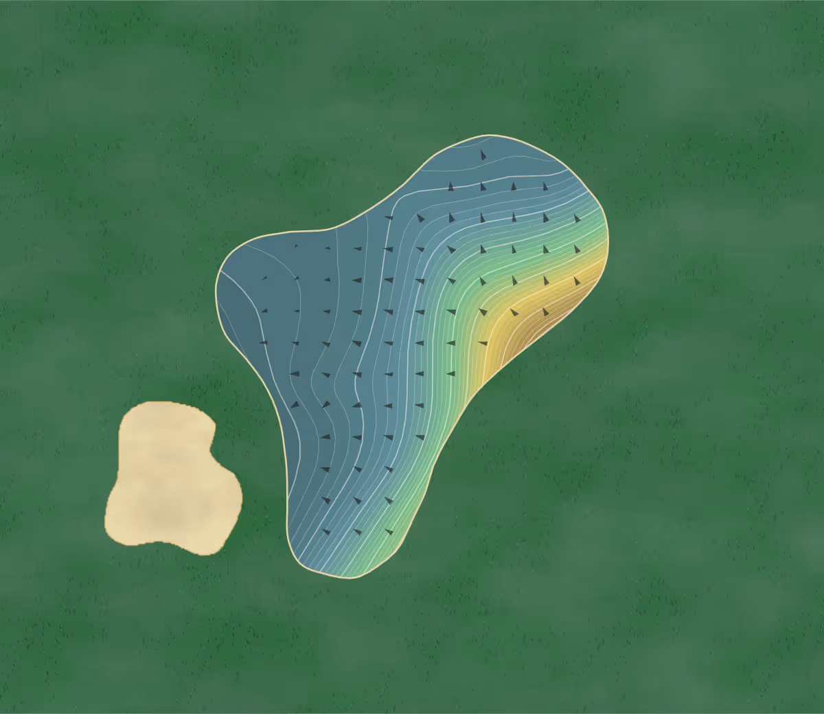 Green contour map of Oxmoor Valley in Birmingham, Alabama — 146 elevation contours at a 3-inch interval with fall-line arrows, traced from 1-meter lidar