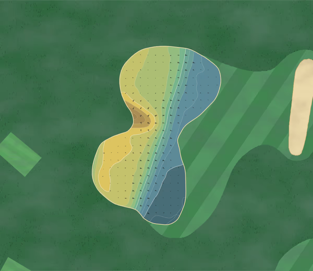 Green contour map of Padeswood & Buckley in Mold, Wales — 142 elevation contours at a 8-centimeter interval with fall-line arrows, traced from 1-meter lidar