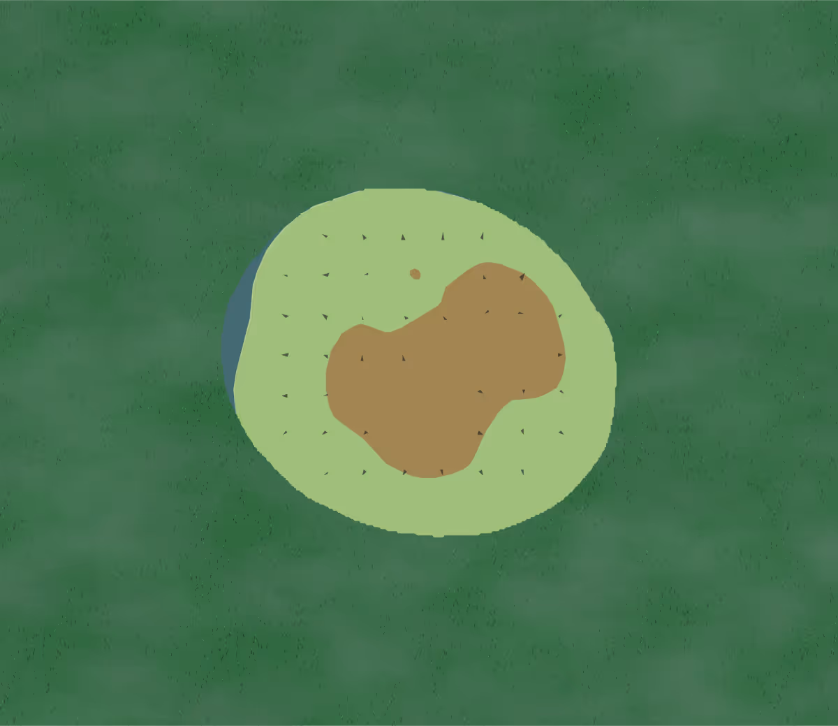 Green contour map of Paganica in Oconomowoc, Wisconsin — 127 elevation contours at a 3-inch interval with fall-line arrows, traced from 1-meter lidar