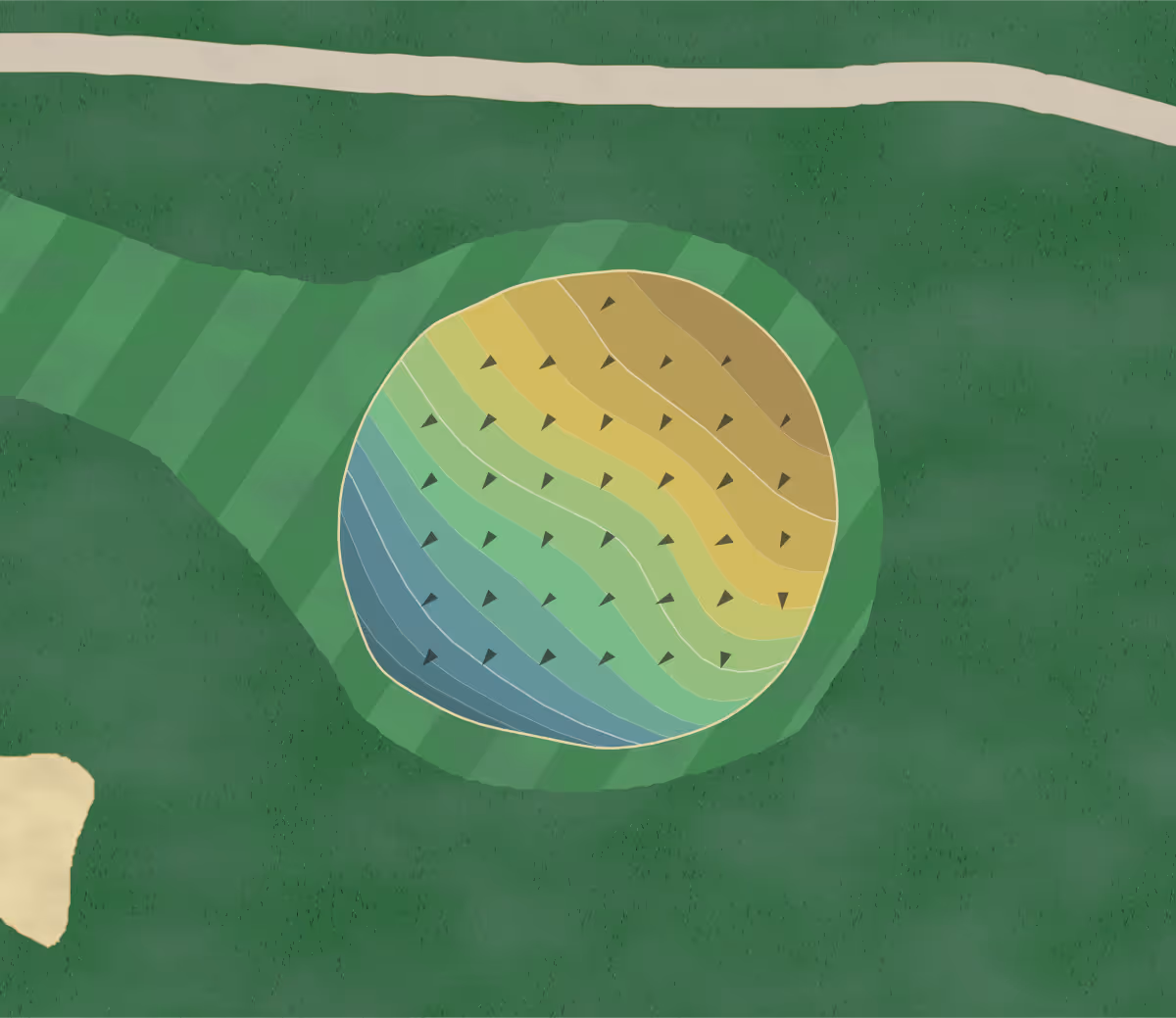 Green contour map of Painesville in Painesville, Ohio — 177 elevation contours at a 3-inch interval with fall-line arrows, traced from 1-meter lidar