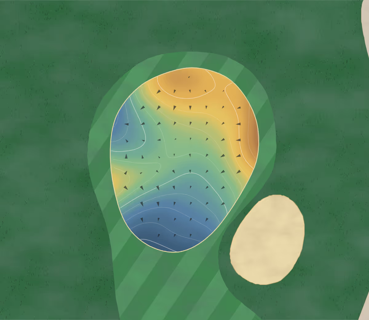 Green contour map of Painted Mountain in Mesa, Arizona: 180 elevation contours at a 3-inch interval with fall-line arrows, traced from 1-meter lidar