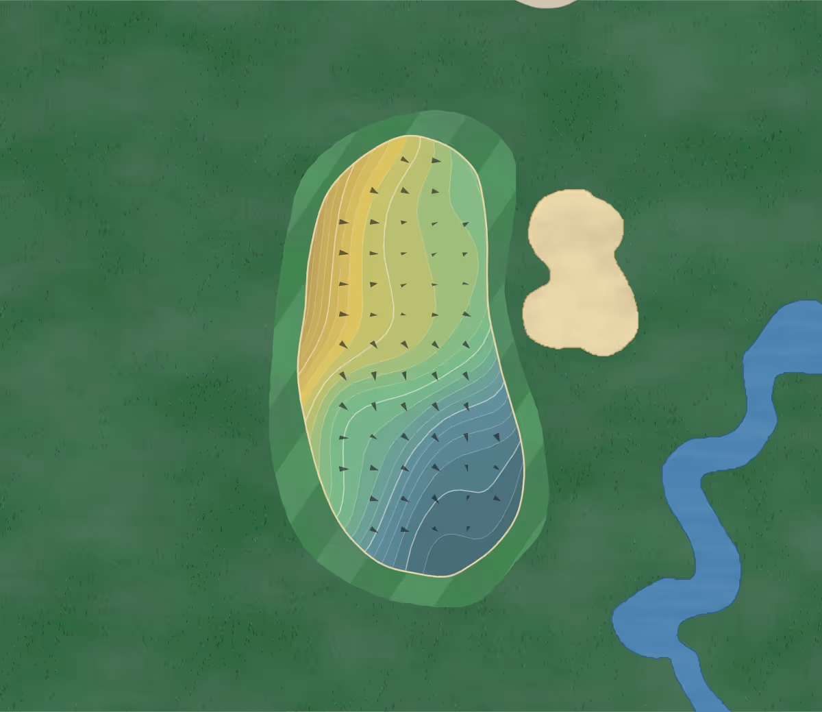 Green contour map of Palisades in Charlotte, North Carolina — 281 elevation contours at a 3-inch interval with fall-line arrows, traced from 1-meter lidar