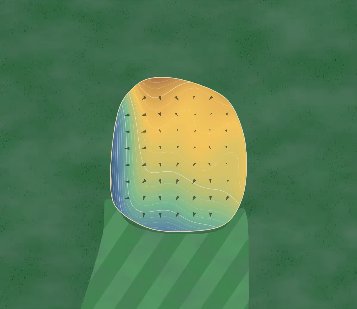 Green contour map of Palisades in Savanna, Illinois: 97 elevation contours at a 3-inch interval with fall-line arrows, traced from 1-meter lidar