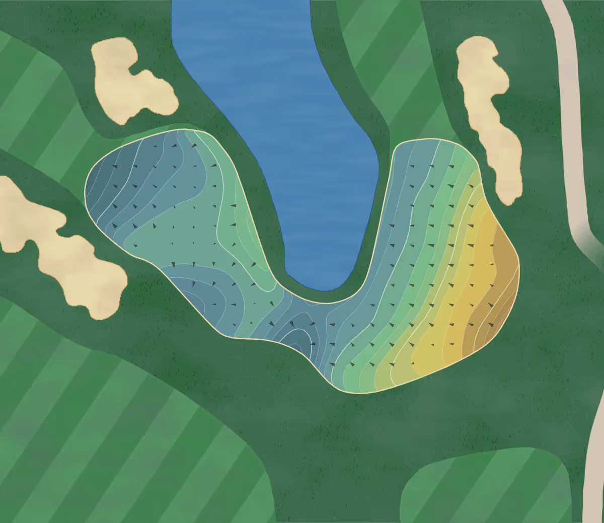 Green contour map of Palm Beach in Palm Beach, Florida — 214 elevation contours at a 3-inch interval with fall-line arrows, traced from 1-meter lidar