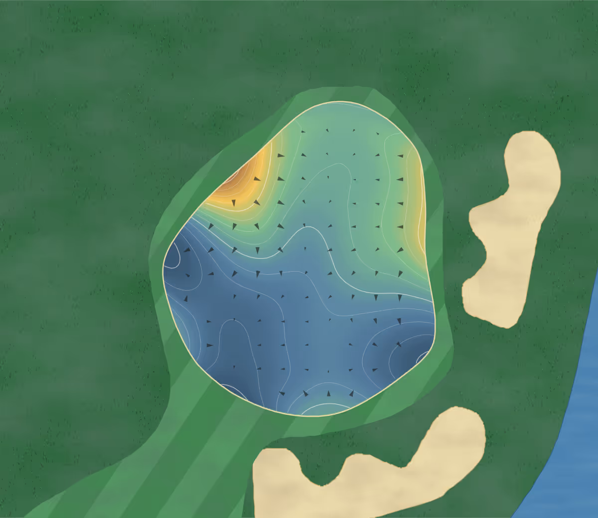 Green contour map of Palm Valley in Goodyear, Arizona — 84 elevation contours at a 3-inch interval with fall-line arrows, traced from 1-meter lidar