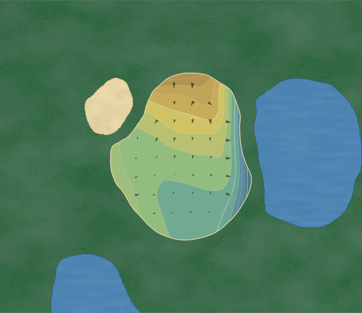 Green contour map of Palm Valley in Ponte Vedra, Florida — 67 elevation contours at a 3-inch interval with fall-line arrows, traced from 1-meter lidar