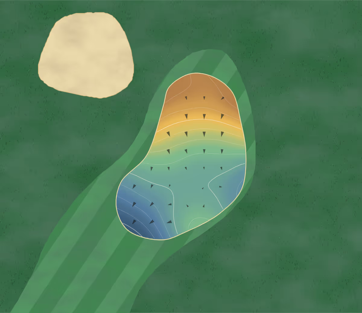Green contour map of Palo Verde CC- Lakes in Sun Lakes, Arizona — 164 elevation contours at a 3-inch interval with fall-line arrows, traced from 1-meter lidar