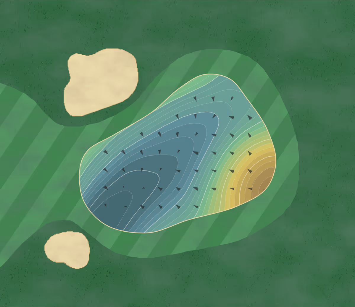 Green contour map of Papago in Phoenix, Arizona — 234 elevation contours at a 3-inch interval with fall-line arrows, traced from 1-meter lidar
